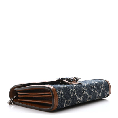 Gucci New Denim GG Monogram Dollar Calfskin Enamel Mini Dionysus Chain Wallet Blue Tea Cuir Epilog Electric Blue 4 of 9