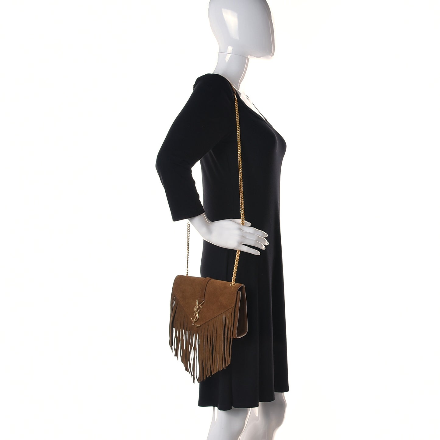 Suede Fringe Small Monogram Satchel Light Ocre