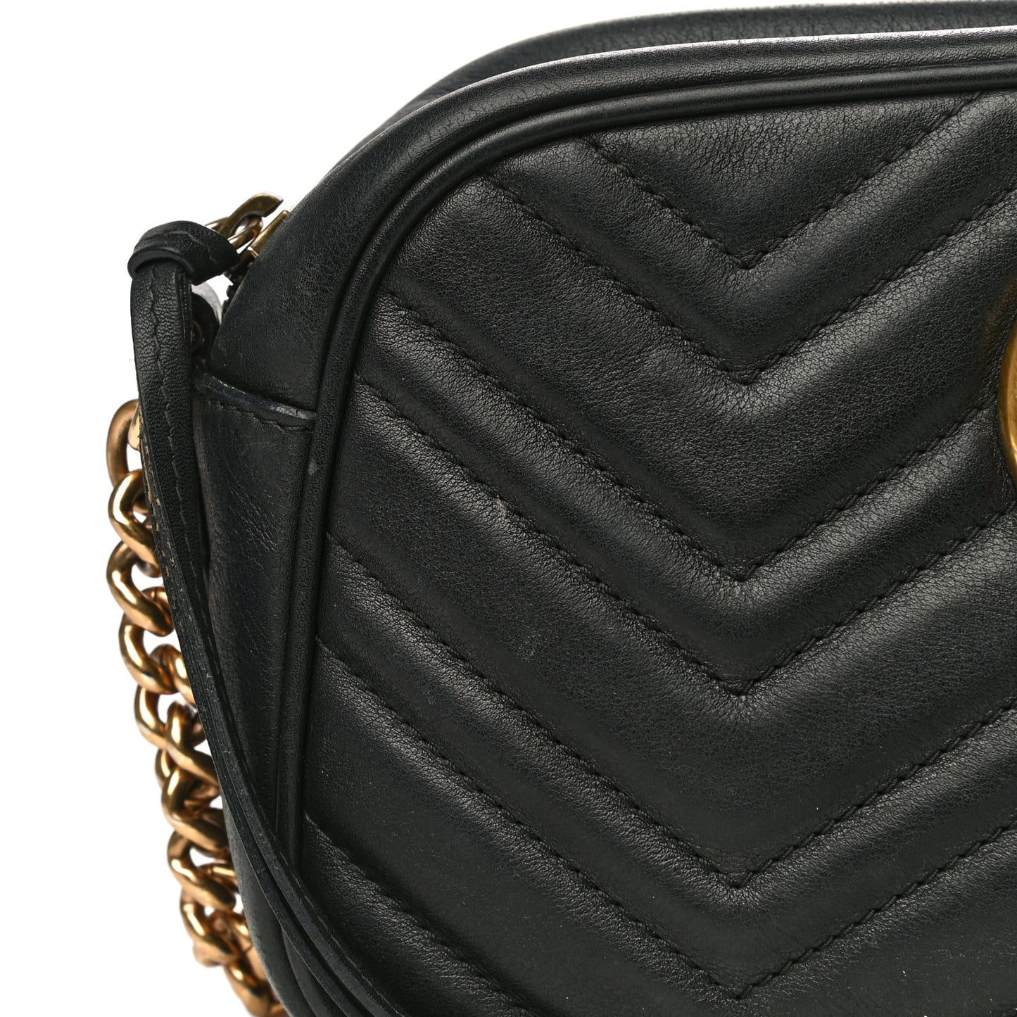 Calfskin Matelasse Small GG Marmont Chain Shoulder Bag Black