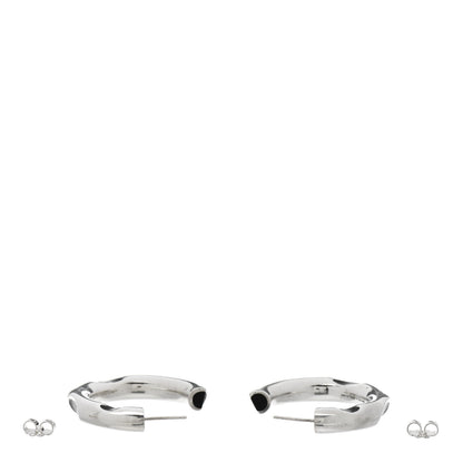 Tiffany Sterling Silver Wood Frank Gehry Tube Hoop Earrings 3 of 4