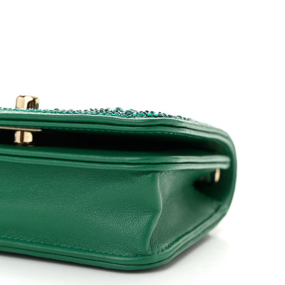 Chanel Lambskin Crystal Diamante Clutch With Chain Green 11 of 11