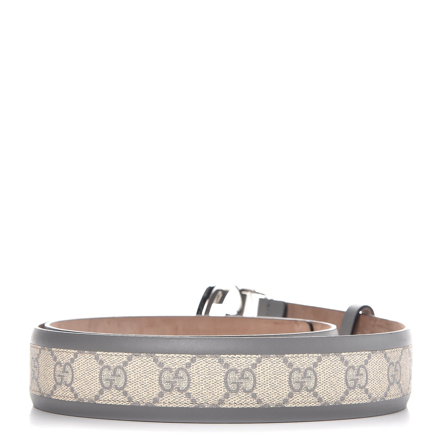 Gucci GG Supreme Monogram Selleria Interlocking G 40mm Belt 100 40 Ecru Grigio 3 of 7