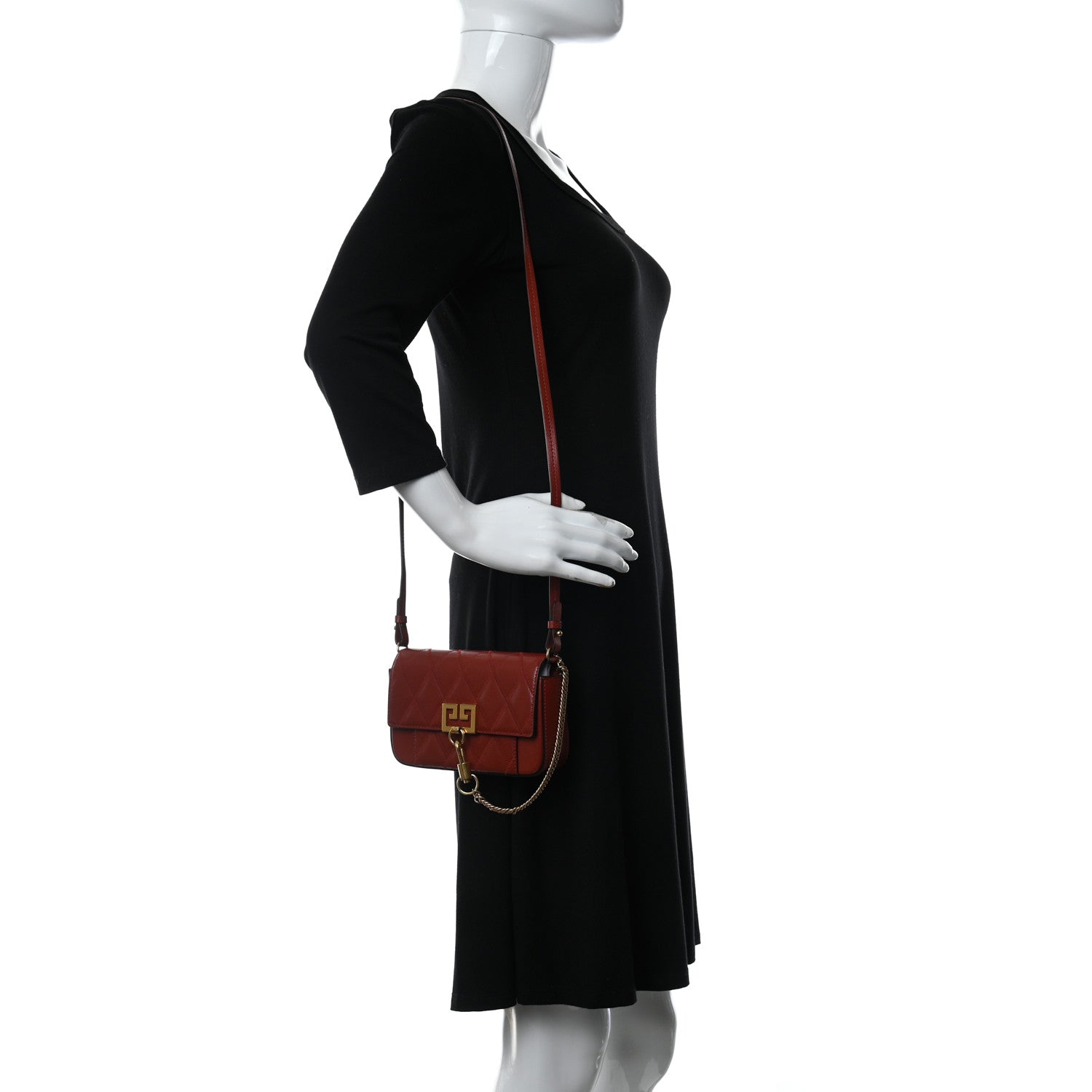Givenchy Goatskin Quilted GV3 Mini Pocket Convertible Bag Vermillon 2 of 14