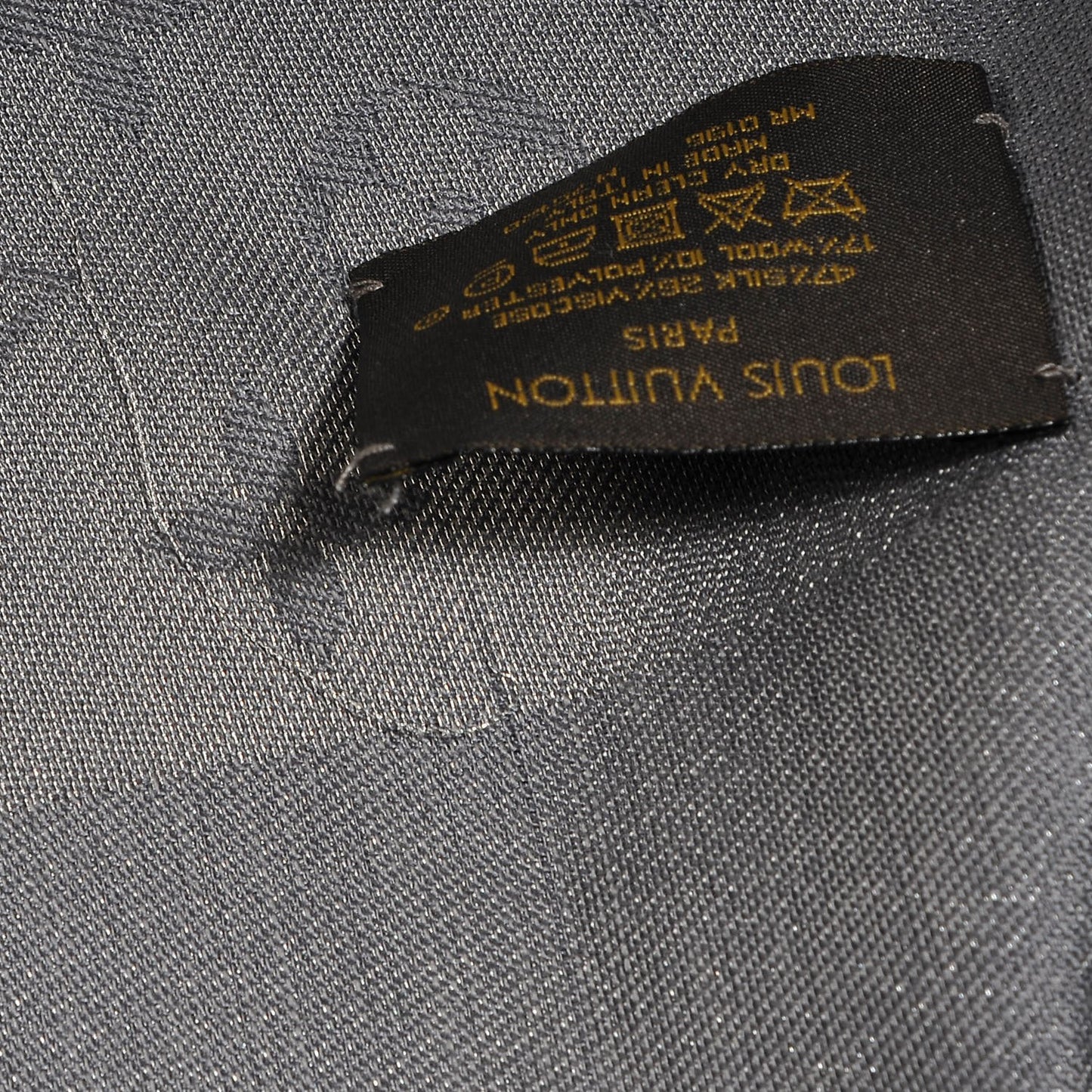 Silk Wool Monogram Shine Shawl Charcoal Grey