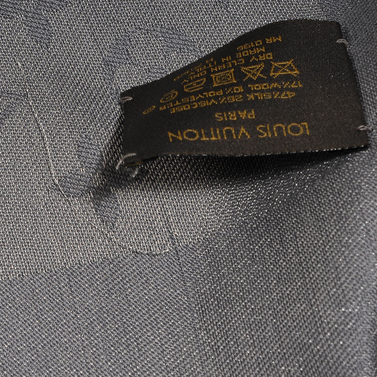 Louis Vuitton Silk Wool Monogram Shine Shawl Charcoal Grey 7 of 7