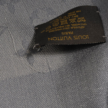 Louis Vuitton Silk Wool Monogram Shine Shawl Charcoal Grey 7 of 7