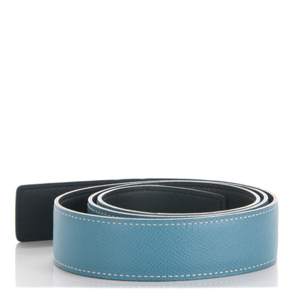 Hermes Swift Epsom 32mm H Belt Strap 90 Black Blue Jean 2 of 6