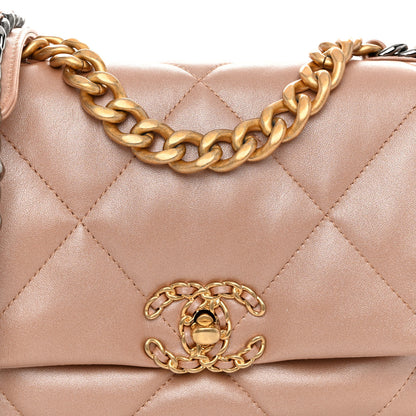 Chanel Shiny Lambskin Quilted Medium Chanel 19 Flap Beige 7 of 9