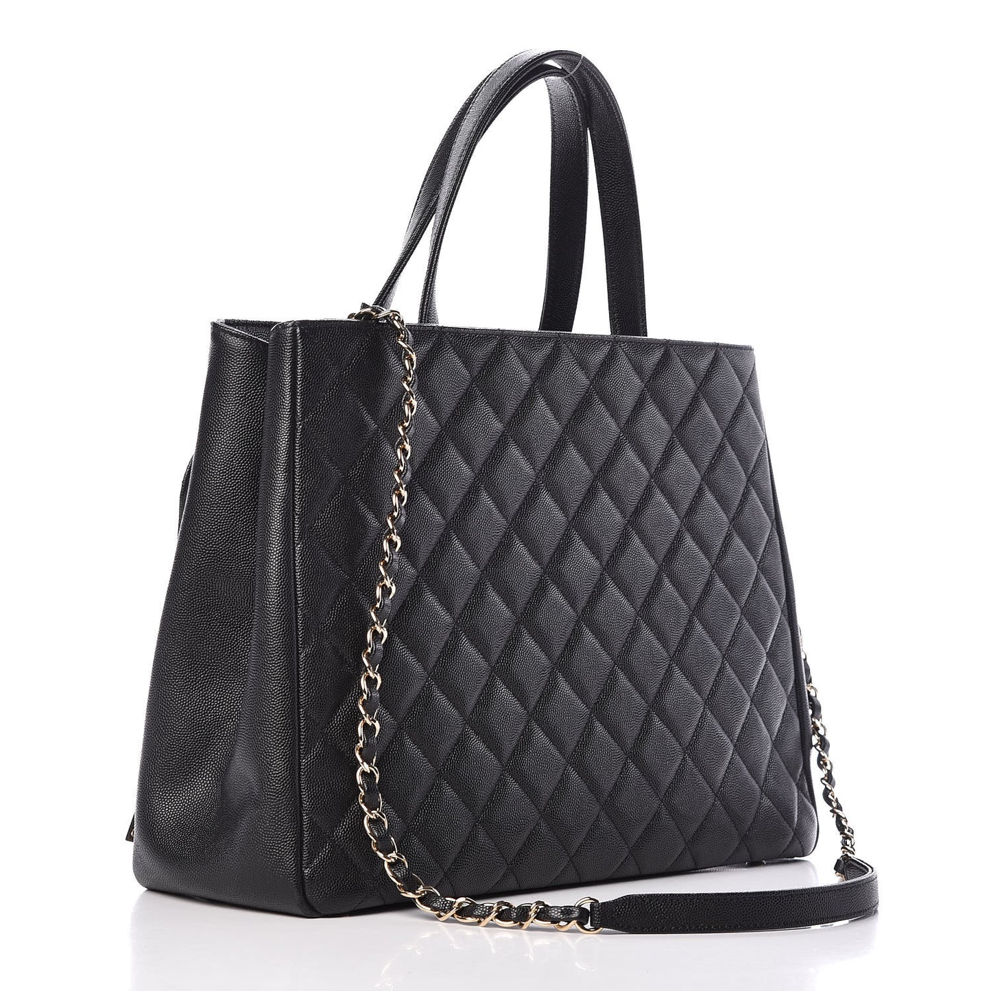Caviar Quilted Large Business Affinity Shopping Bag Black