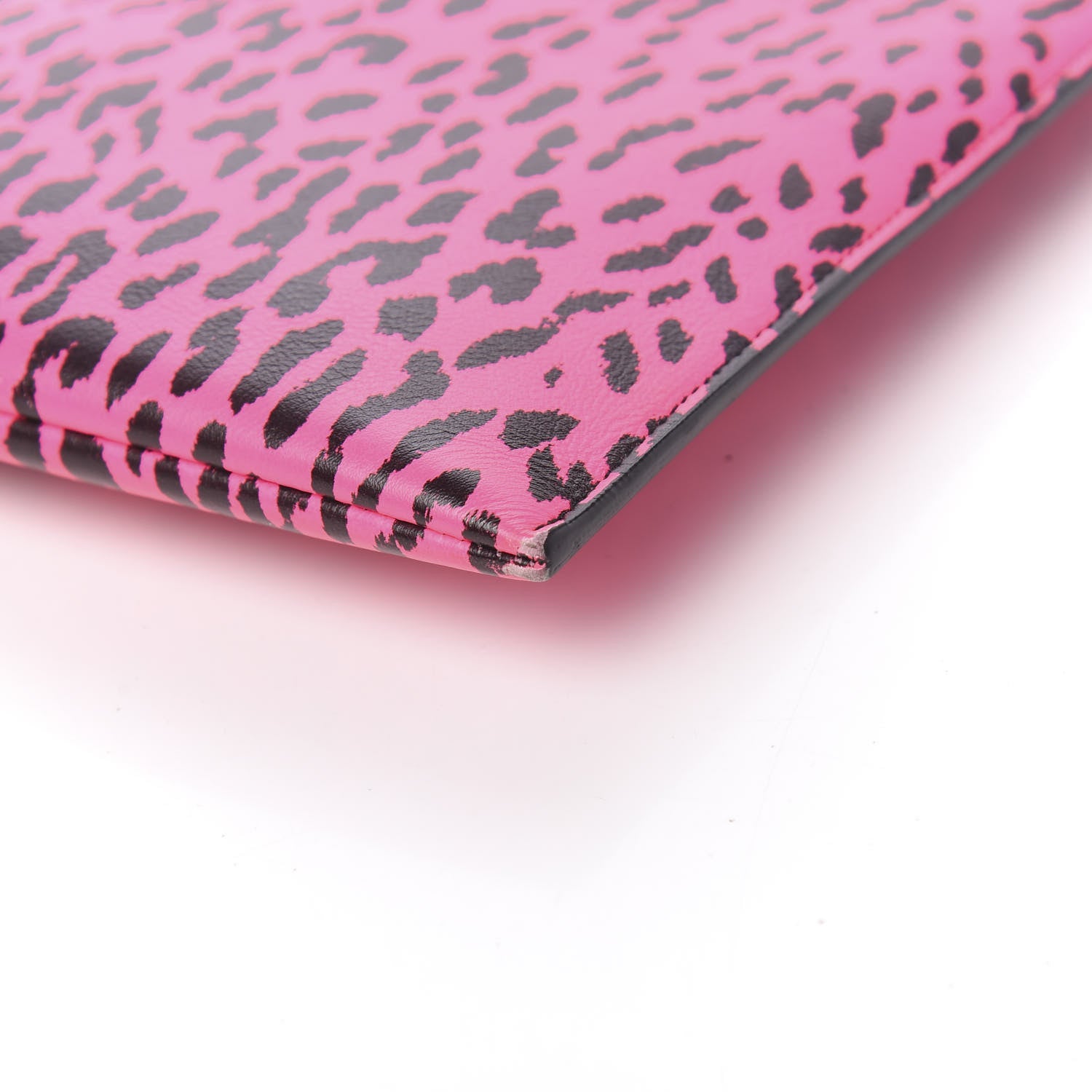 Saint Laurent Calfskin Baby Cat Print Medium Zip Clutch Hot Pink 12 of 14