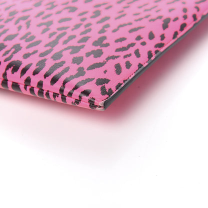Saint Laurent Calfskin Baby Cat Print Medium Zip Clutch Hot Pink 12 of 14