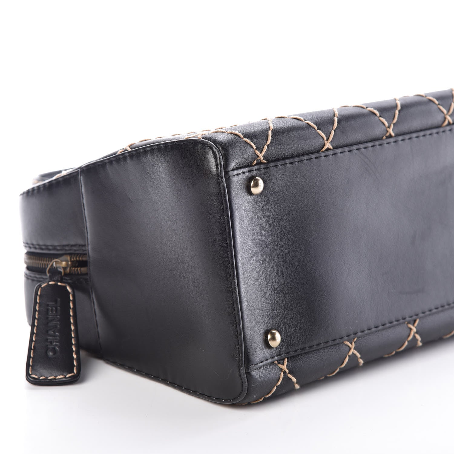 Chanel Calfskin Wild Stitch Top Handle Bag Black 8 of 9