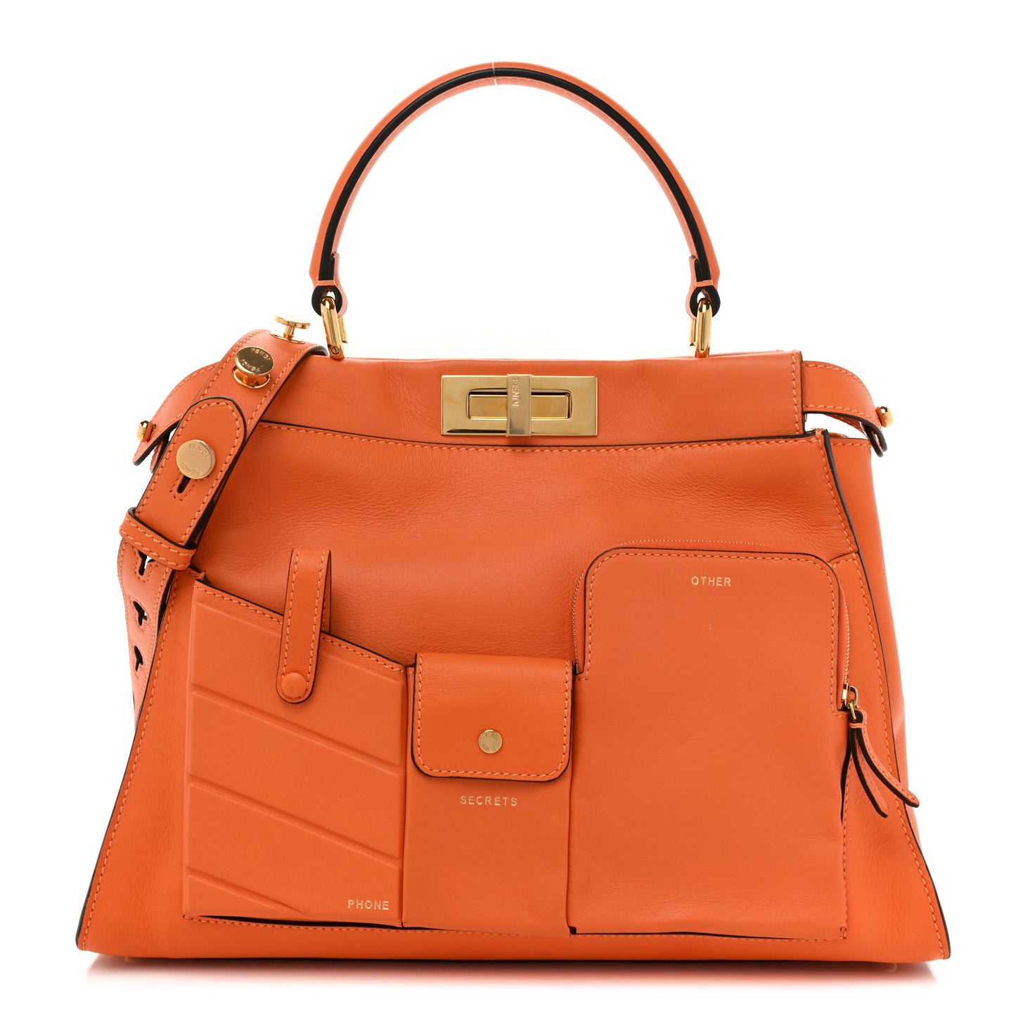 Vitello Seta Shiny Nappa Medium 3 Pocket Peekaboo Iconic Satchel Aranciata