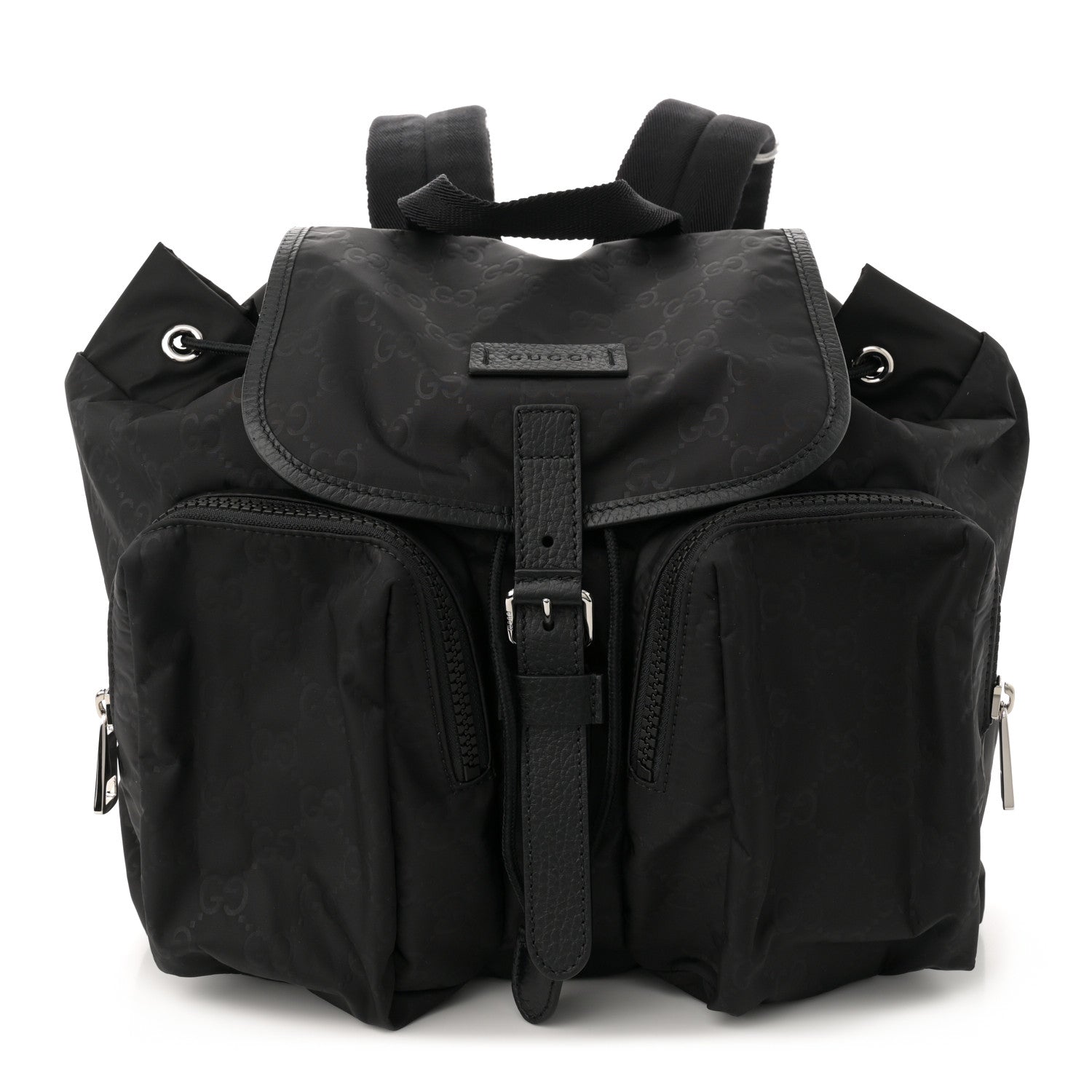 Gucci Nylon Monogram Medium Light Single Buckle Backpack Black 1 of 11