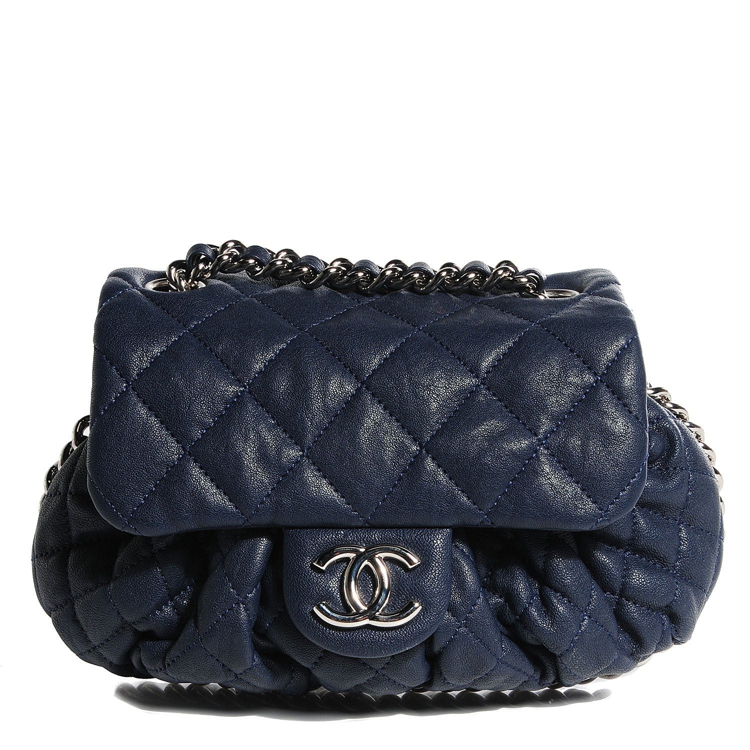 Chanel Washed Lambskin Mini Chain Around Messenger Dark Navy Blue 1 of 8