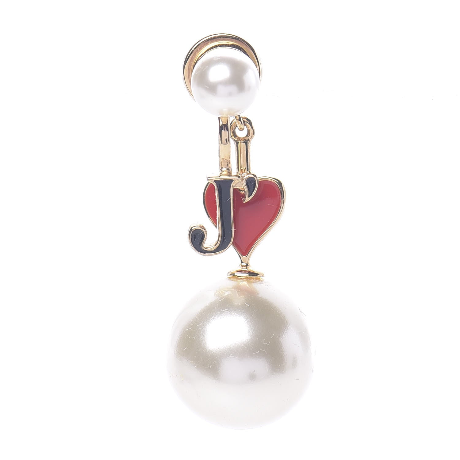 Christian Dior Pearl Enamel Dioramour Earring Gold Red 1 of 5
