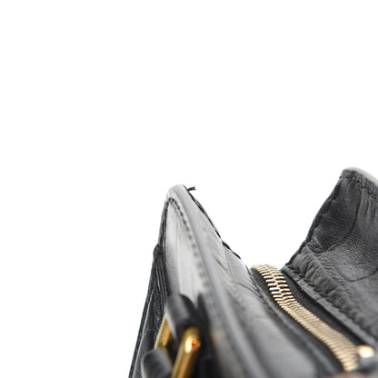 Alexander McQueen Calfskin Crocodile Embossed Mini Skull Padlock Zip Around Tote Black 17 of 17