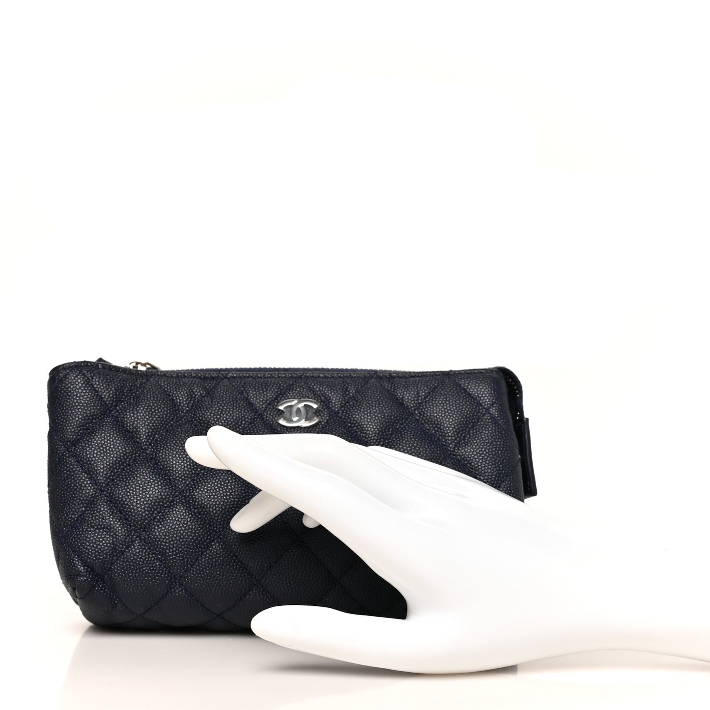 Caviar Quilted Cosmetic Case Navy