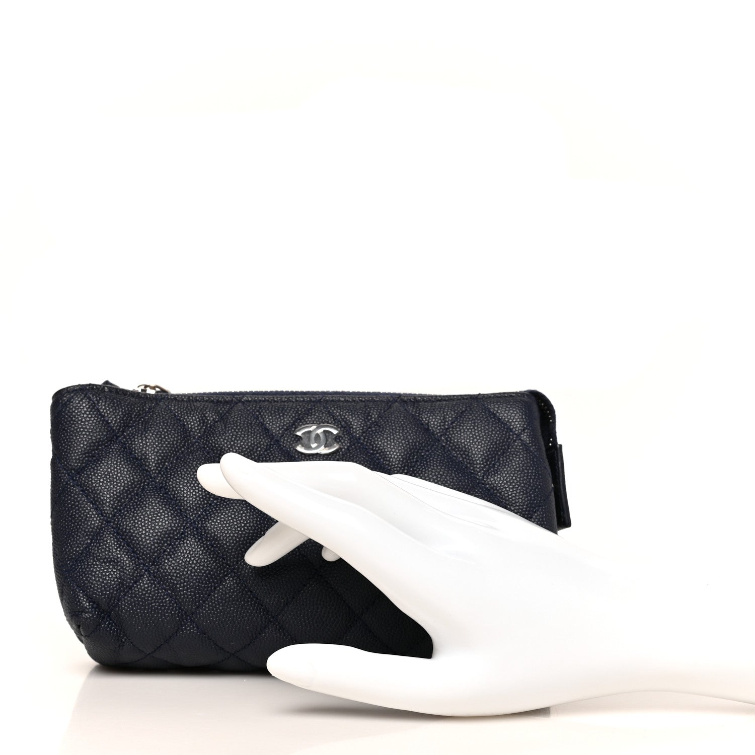 Chanel Caviar Quilted Cosmetic Case Navy 2 of 10