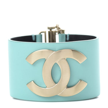 Chanel Calfskin CC Wide Cuff Light Green 1 of 7