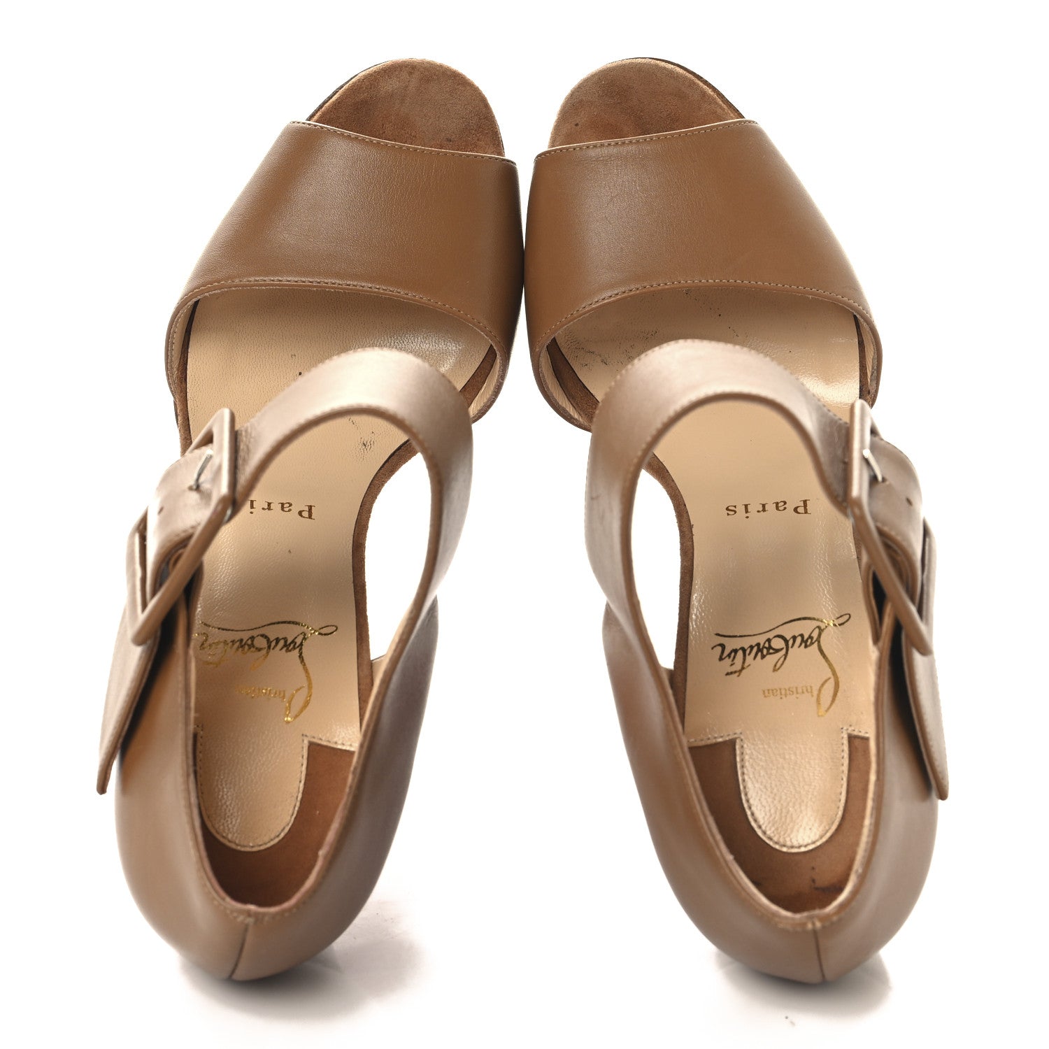 Christian Louboutin Calfskin Haute Retene 140 Platform Sandals 37.5 Noisette 2 of 10