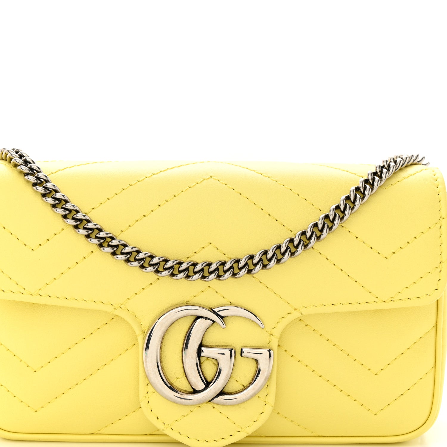 Gucci Calfskin Matelasse Super Mini GG Marmont Shoulder Bag Banana 8 of 11