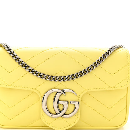 Gucci Calfskin Matelasse Super Mini GG Marmont Shoulder Bag Banana 8 of 11