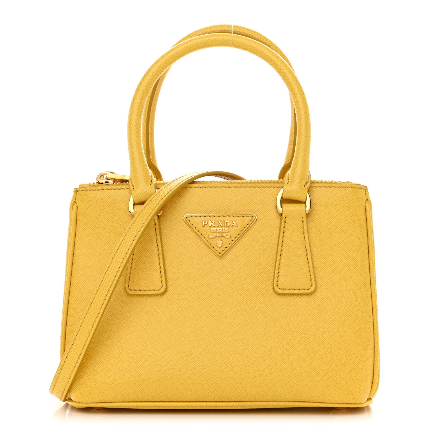 Prada Saffiano Lux Mini Galleria Double Zip Tote Soleil 1 of 10
