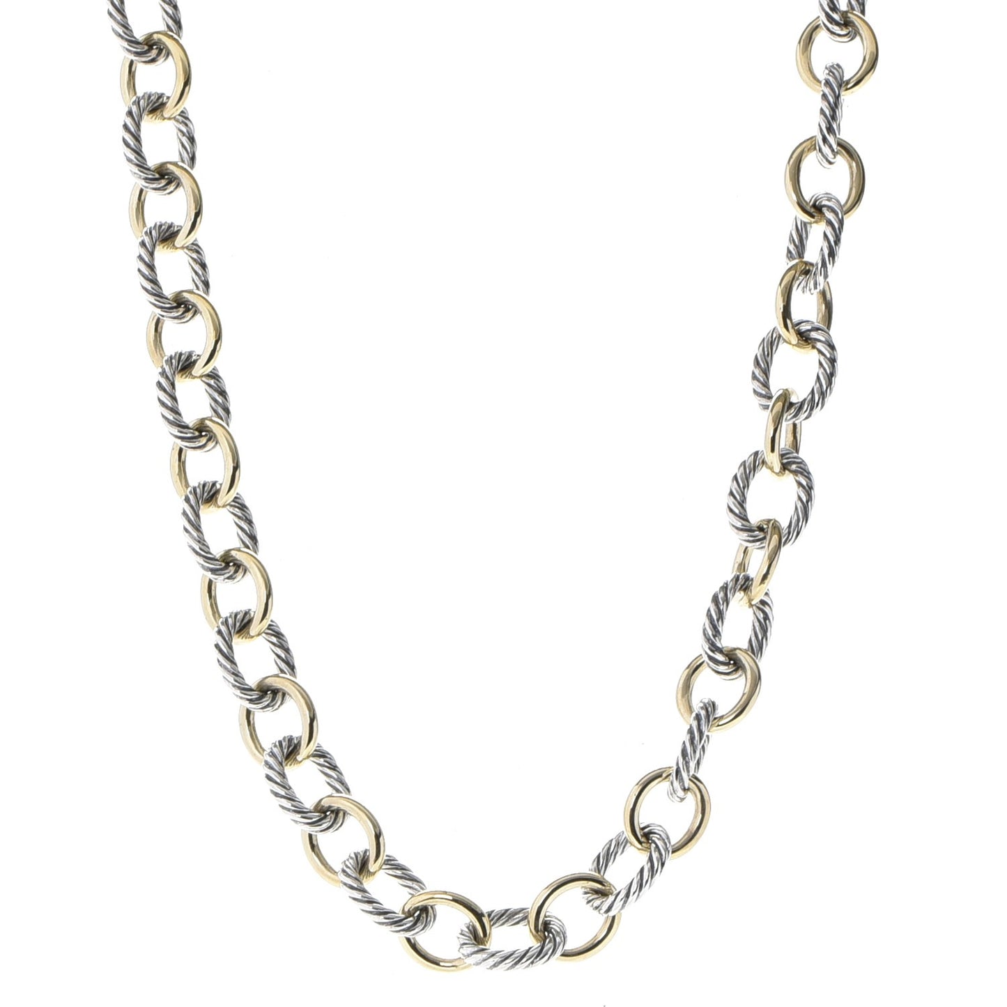 Sterling Silver 18K Yellow Gold Large Oval Link Necklace