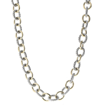 David Yurman Sterling Silver 18K Yellow Gold Large Oval Link Necklace 1 of 5