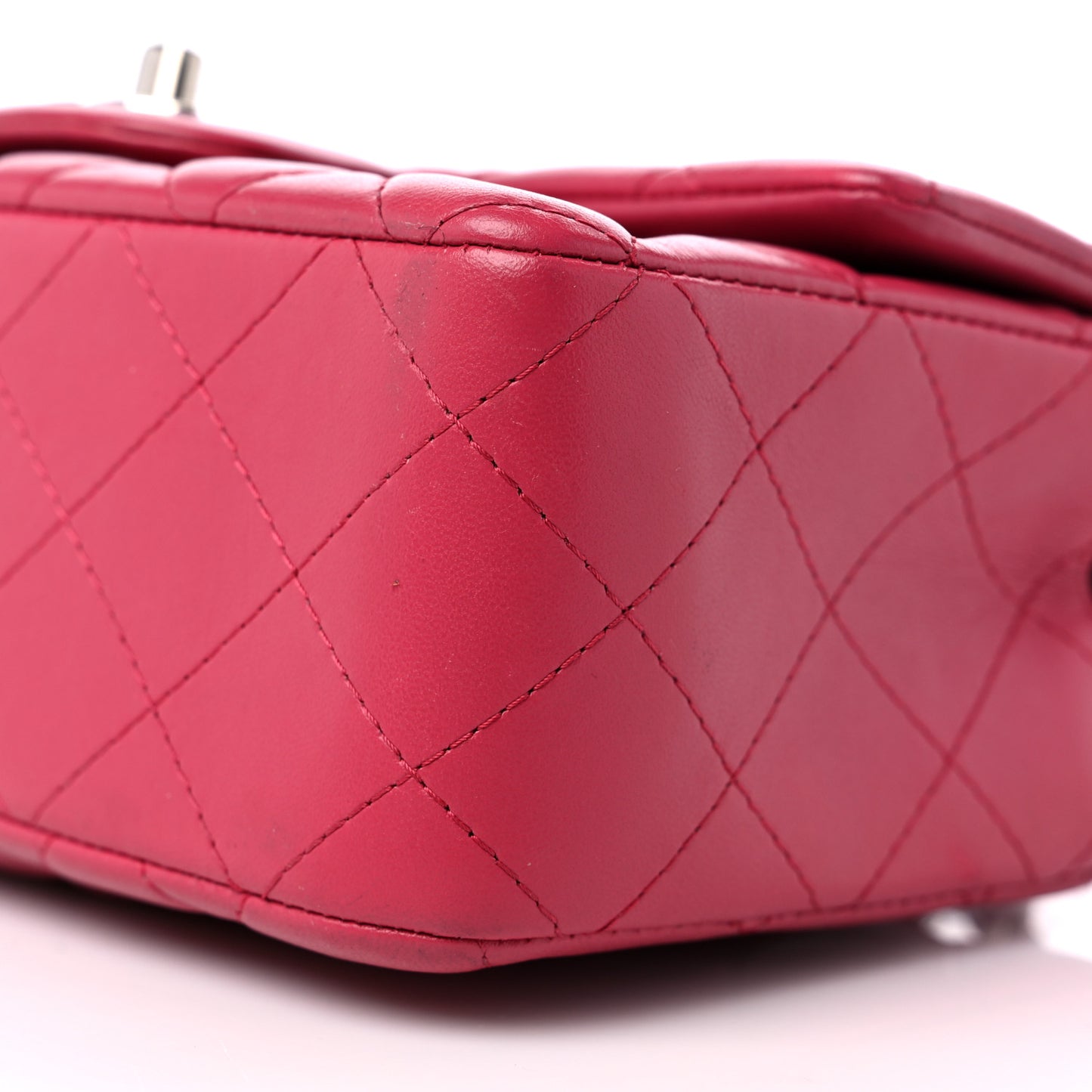 Lambskin Quilted Mini Rectangular Flap Dark Pink
