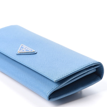 Prada Saffiano Triangle Continental Flap Wallet Mare 7 of 8