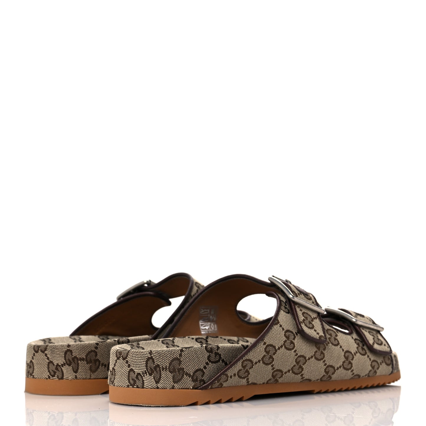 GG Monogram Lavaredo Eco Fabric Mens Slide Sandals With Straps 9 Beige Ebony Light Brown