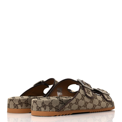 Gucci GG Monogram Lavaredo Eco Fabric Mens Slide Sandals With Straps 9 Beige Ebony Light Brown 4 of 11