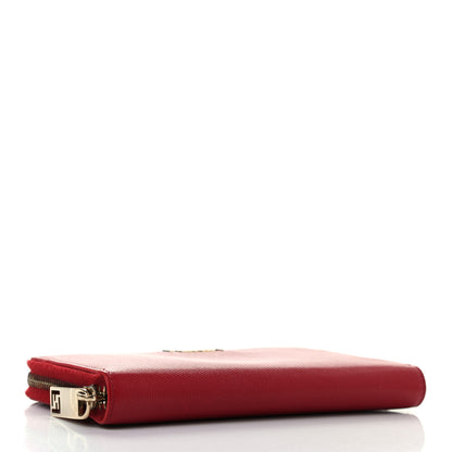 Fendi Textured Calfskin Zip Around Wallet Red 4 of 10