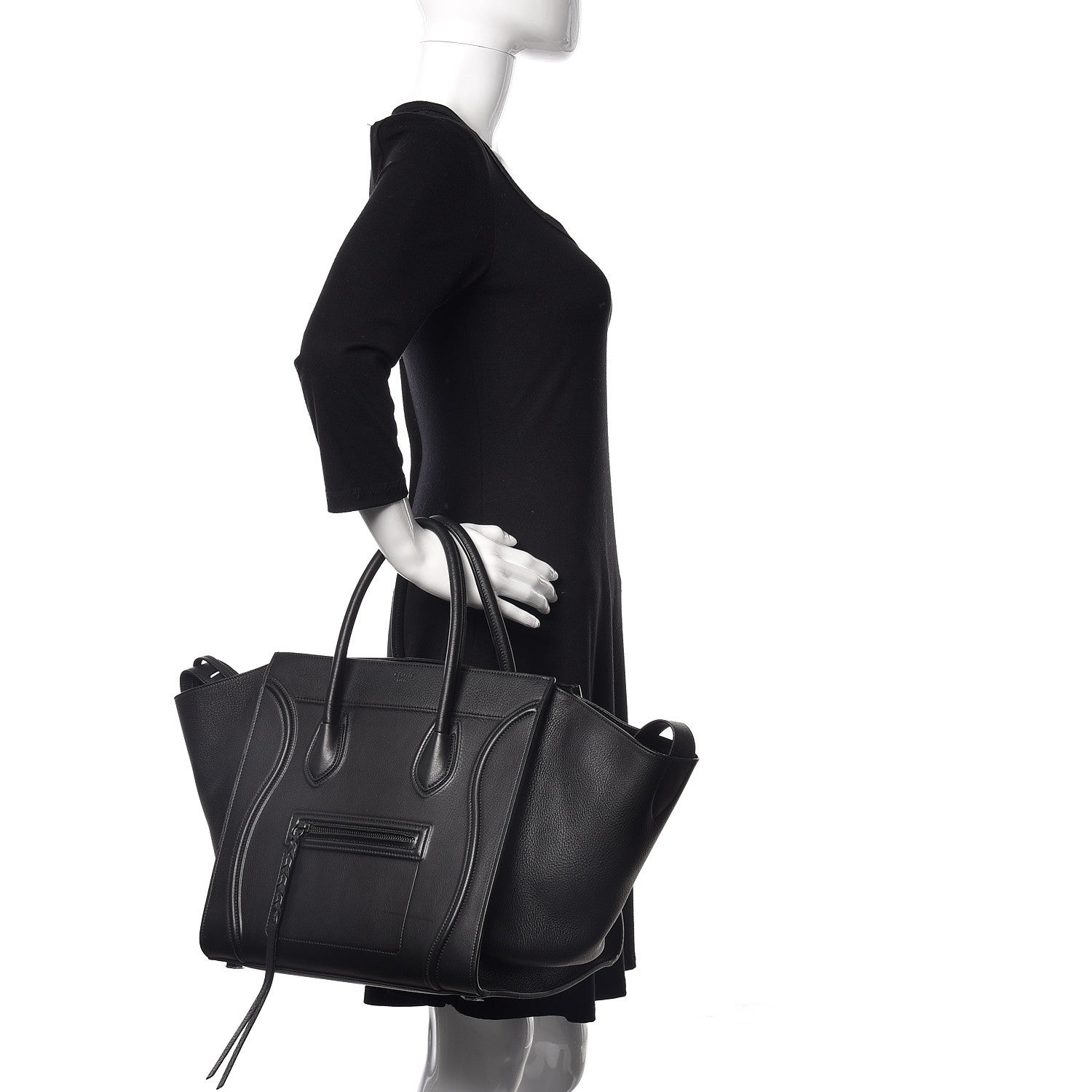 Celine Supple Calfskin Medium Phantom Luggage Black 2 of 13