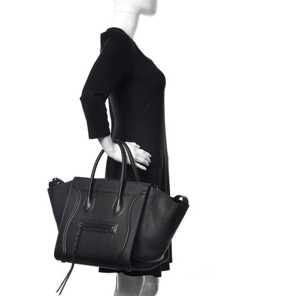 Celine Supple Calfskin Medium Phantom Luggage Black 2 of 13