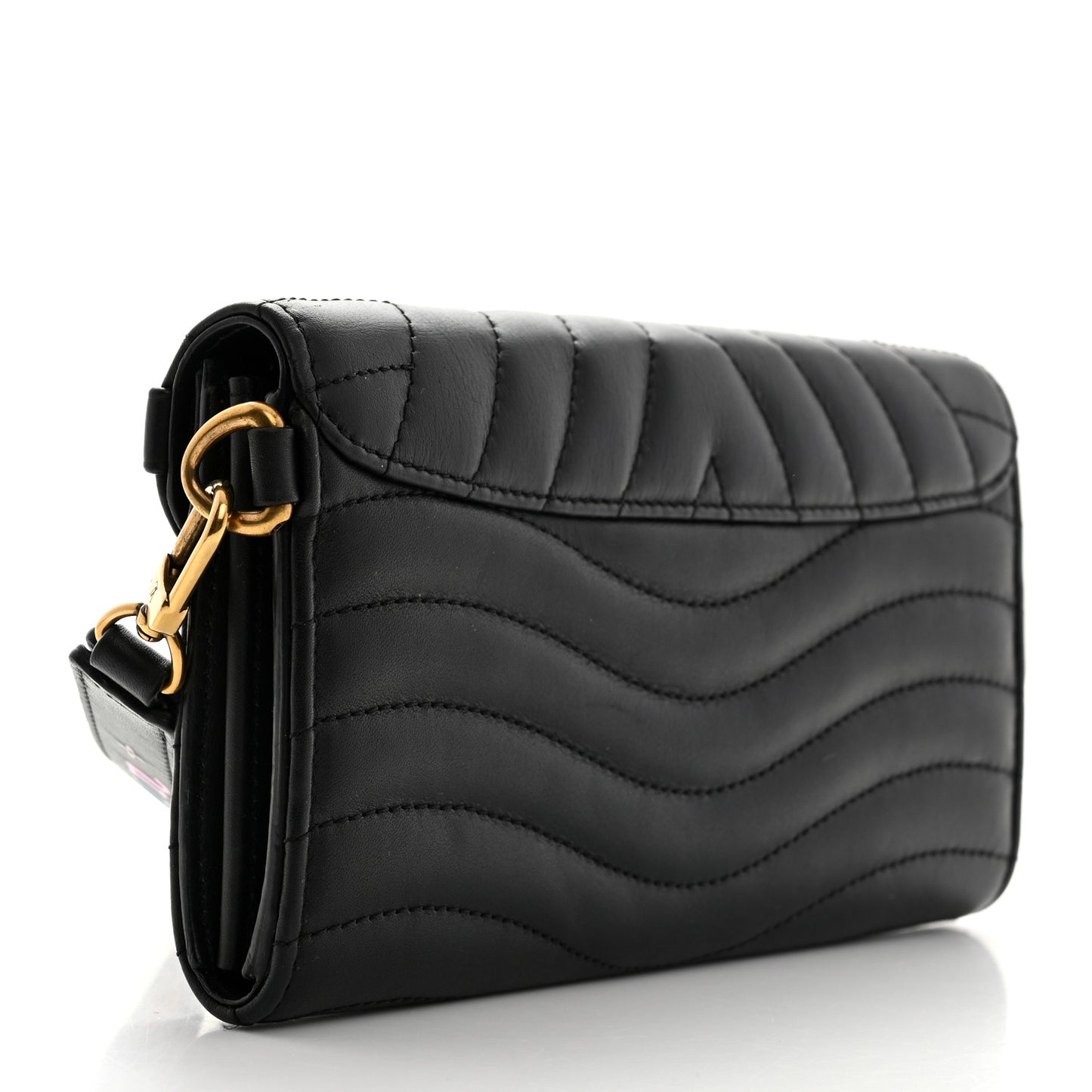 Calfskin New Wave Long Wallet Black