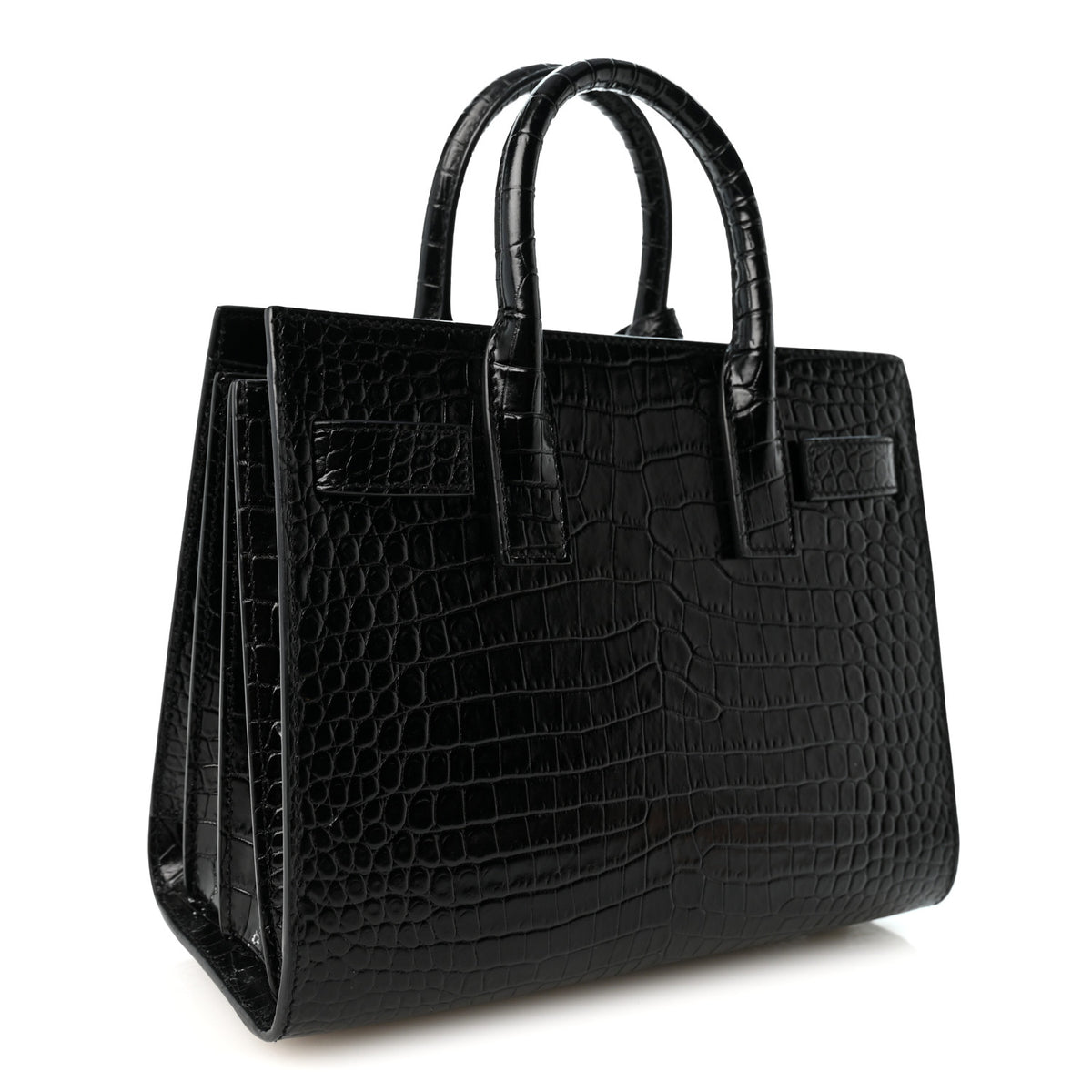 Calfskin Crocodile Embossed Nano Sac De Jour Black