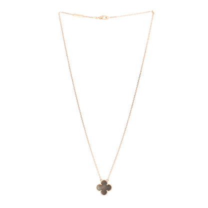 Van Cleef & Arpels 18K Rose Gold Gray Mother of Pearl Vintage Alhambra Pendant Necklace 3 of 5