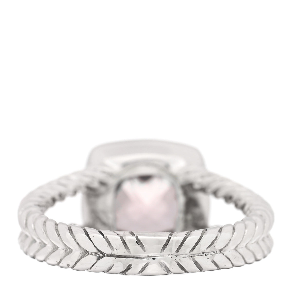 David Yurman Sterling Silver Diamond Morganite 7mm Petite Albion Ring 53 6.25 3 of 4