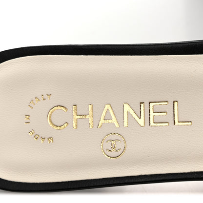 Chanel Pearl Embroidery CC Mules 39.5 Black White 7 of 10