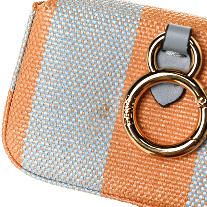 Fendi Raffia Pequin Gingham Woven Nano Baguette Charm Giallo Celeste 9 of 9