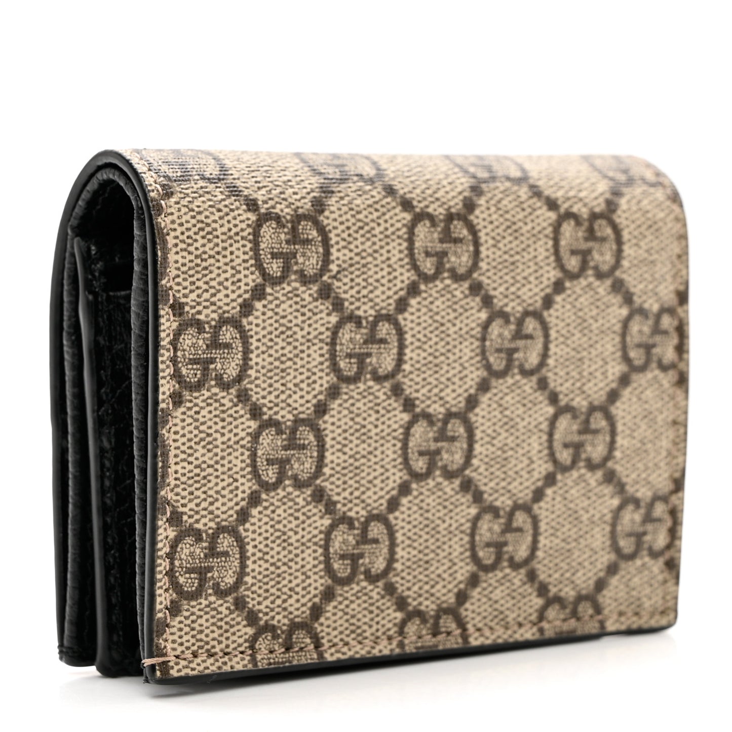 Dollar Calfskin GG Supreme Monogram GG Marmont Card Case Black Beige Ebony