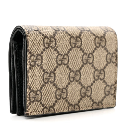 Gucci Dollar Calfskin GG Supreme Monogram GG Marmont Card Case Black Beige Ebony 3 of 8