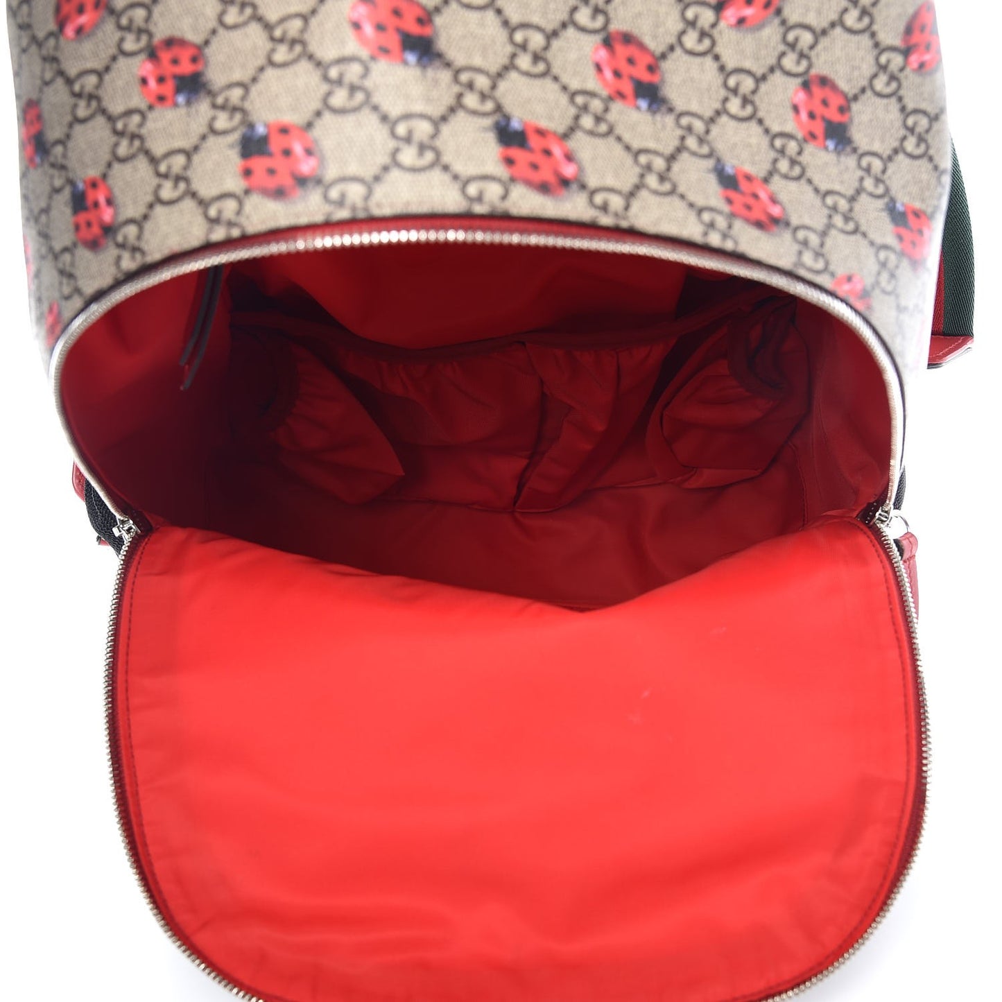 GG Supreme Monogram Ladybug Backpack Diaper Bag Red