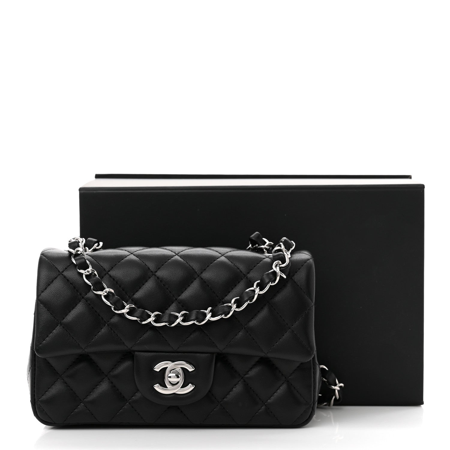 Chanel Lambskin Quilted Mini Rectangular Flap Black 10 of 10