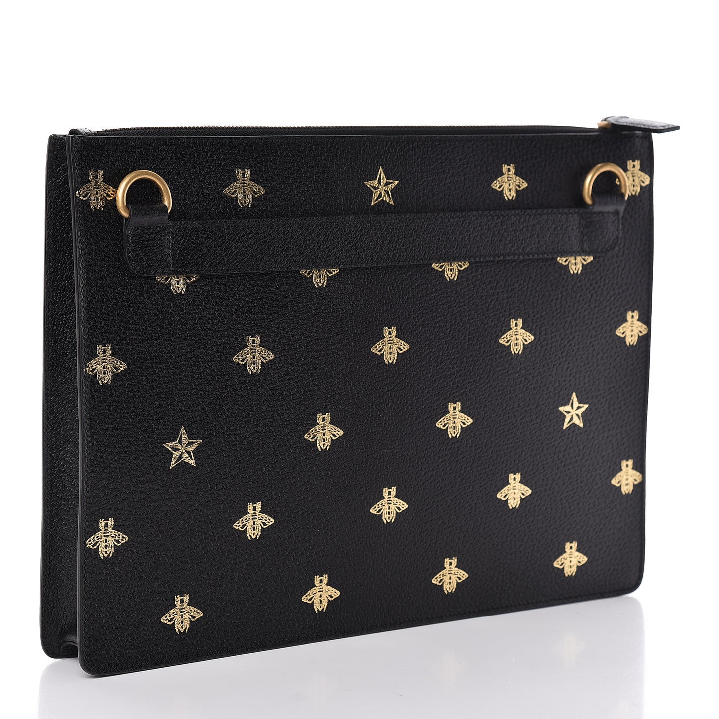 Grained Calfskin Bee Star Messenger Black