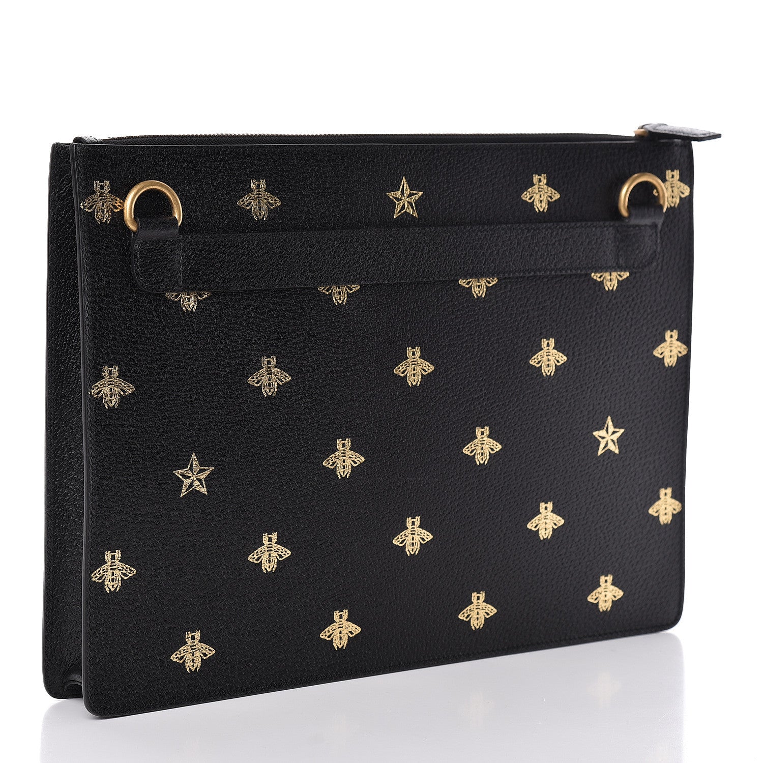 Gucci Grained Calfskin Bee Star Messenger Black 3 of 10