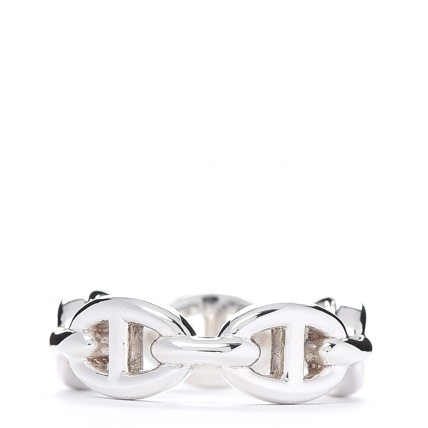 Hermes Sterling Silver PM Chaine d'Ancre Enchainee Band Ring 53 6.25 3 of 6